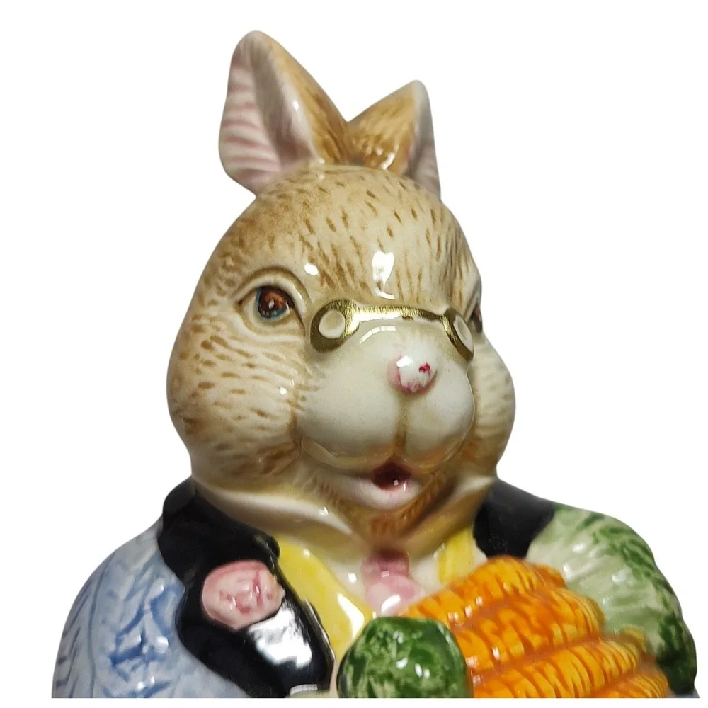 Fitz and Floyd Cream and Sugar Set Omnibus Grandma Grandpa Rabbits‎ 1993 READ